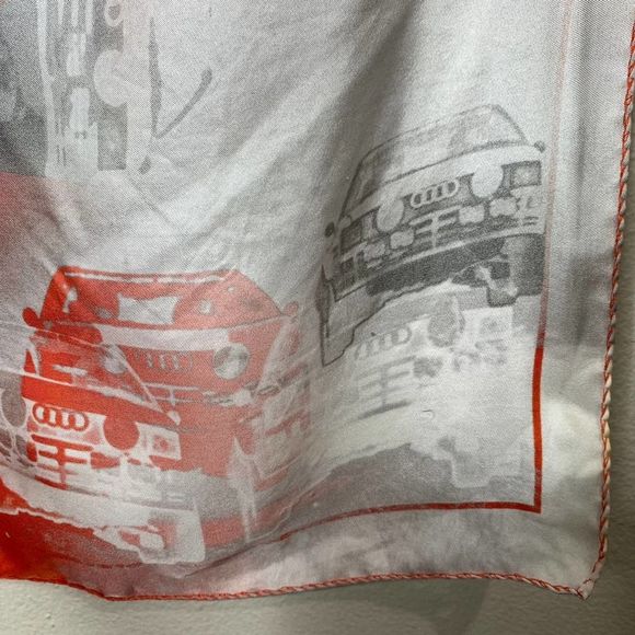 Roeckl Silk Square Scarf Cars Automobiles Orange Grey - Picture 4 of 9